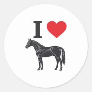 Ik hou van paarden vintage gravure shirt ontwerp_1 ronde sticker