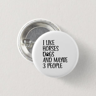 Ik hou van paardenhonden en misschien 3 mensen gra ronde button 3,2 cm