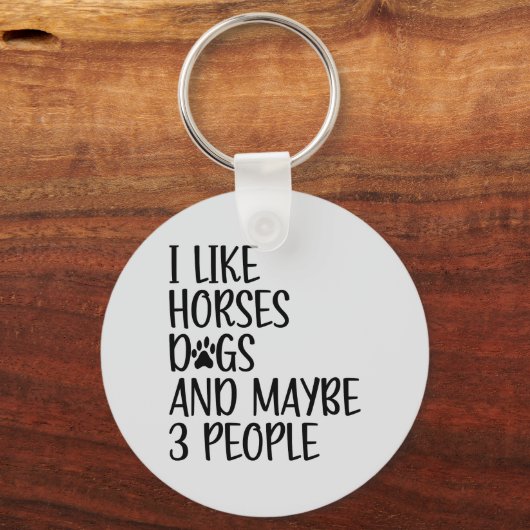 Ik hou van paardenhonden en misschien 3 mensen gra sleutelhanger (Voorkant)
