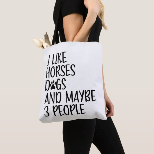 Ik hou van paardenhonden en misschien 3 mensen gra tote bag (Dichtbij)