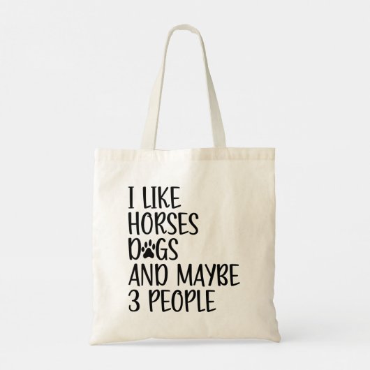 Ik hou van paardenhonden en misschien 3 mensen gra tote bag (Achterkant)