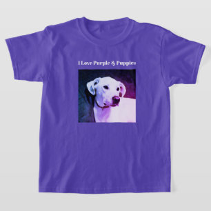 Ik hou van paars en puppy's Cute hond foto T-shirt