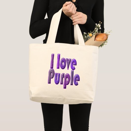 Ik hou van paars grote tote bag (Voorkant (product))