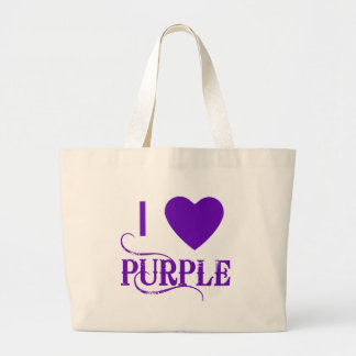 Ik hou van Paars met Paars hart Grote Tote Bag
