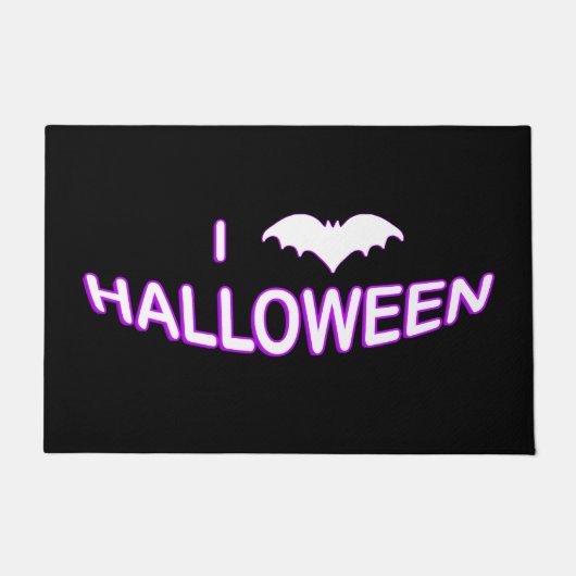 Ik hou van Paars-wit Halloween Deurmat (Voorkant)