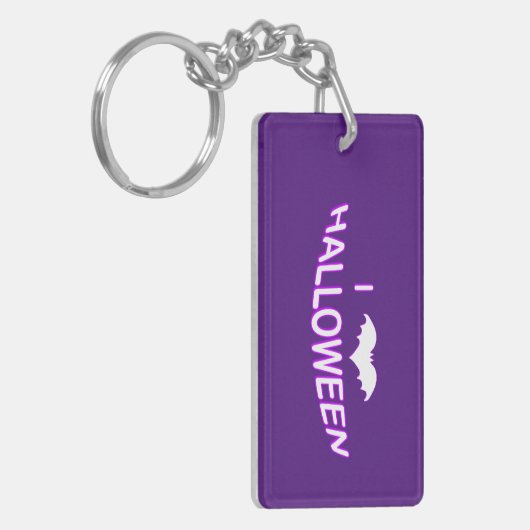 Ik hou van Paars-wit Halloween Sleutelhanger (Voorkant Links)