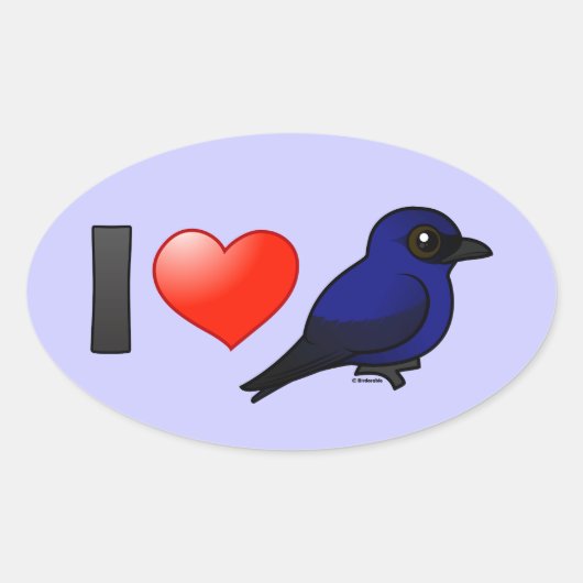 Ik hou van Paarse Martins Ovale Sticker (Voorkant)
