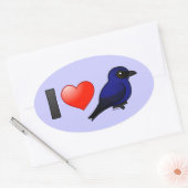 Ik hou van Paarse Martins Ovale Sticker (Envelop)