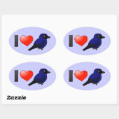 Ik hou van Paarse Martins Ovale Sticker (Vel)