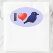 Ik hou van Paarse Martins Ovale Sticker (Tas)