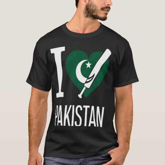 Ik hou van Pakistaans cricket T-shirt (Voorkant)
