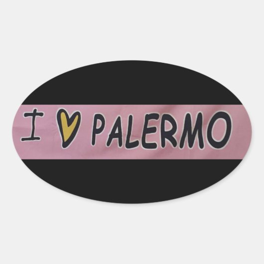 Ik hou van Palermo Design Ovale Sticker (Voorkant)