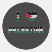 Ik hou van Palestina Heart Flag Unity Freedom Ronde Sticker (Voorkant)