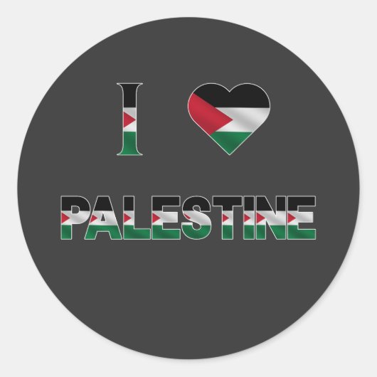 Ik hou van Palestina Heart Flag Unity Freedom Ronde Sticker (Voorkant)