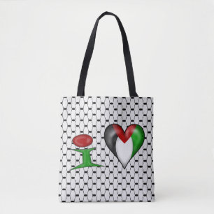 Ik hou van Palestina met Keffiyeh sjaal Tote Bag