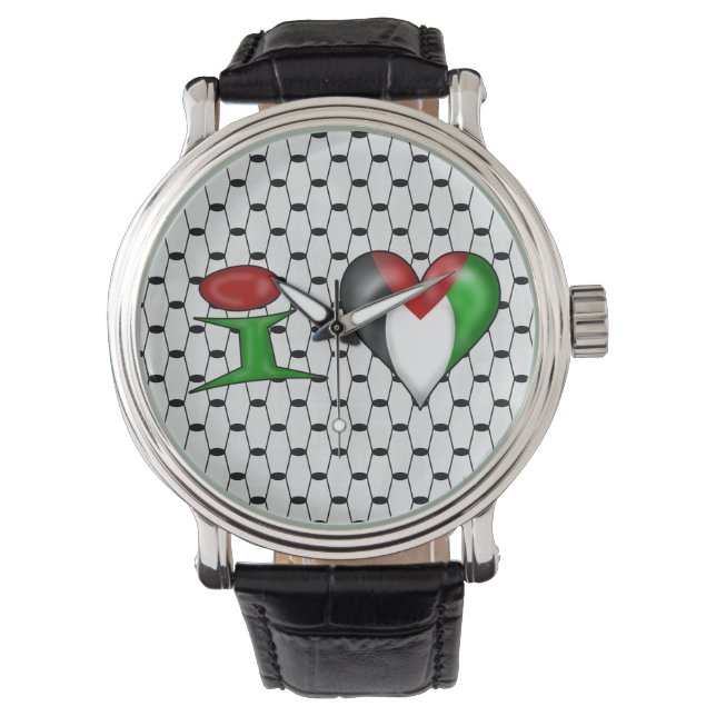 Ik hou van Palestine I Heart Palestine Horloge (Voorkant)