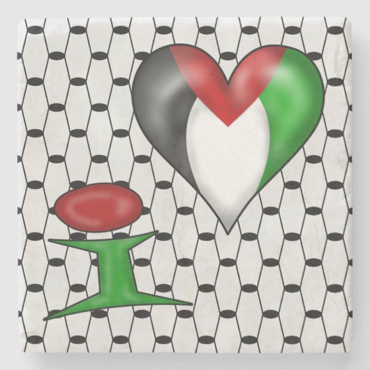 Ik hou van Palestine I Heart Palestine Stenen Onderzetter (Voorkant)
