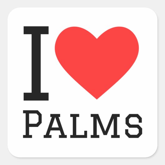Ik hou van palmen vierkante sticker (Voorkant)