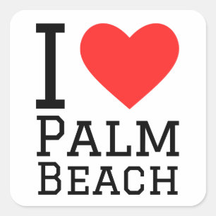 Ik hou van palmstrand vierkante sticker