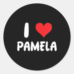 Ik hou van Pamela - Hart - Naam Ronde Sticker