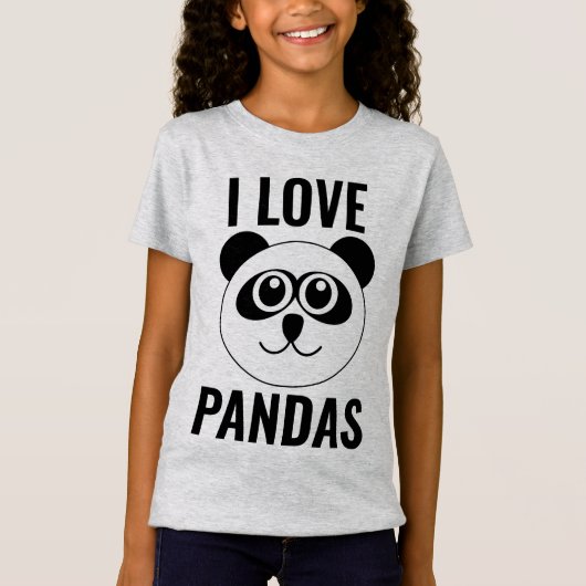 IK HOU VAN PANDA BEEREN KINDEREN MEISJES T-SHIRTS (Voorkant)