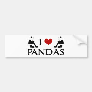 Ik hou van Panda Beren Cute Bumpersticker