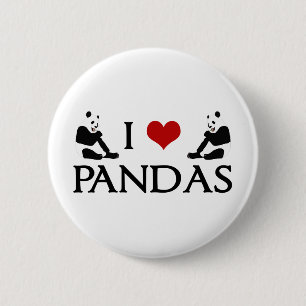 Ik hou van Panda Beren Cute Ronde Button 5,7 Cm