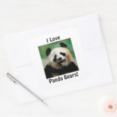 Ik hou van Panda-Beren Vierkante Sticker (Envelop)