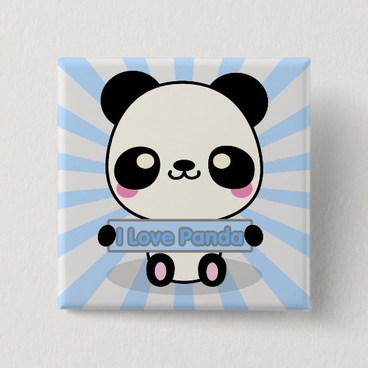 Ik hou van Panda Vierkante Button 5,1 Cm (Voorkant)