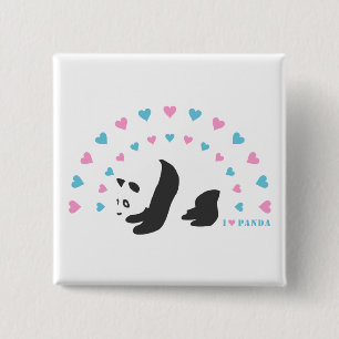 Ik hou van Panda Vierkante Button 5,1 Cm