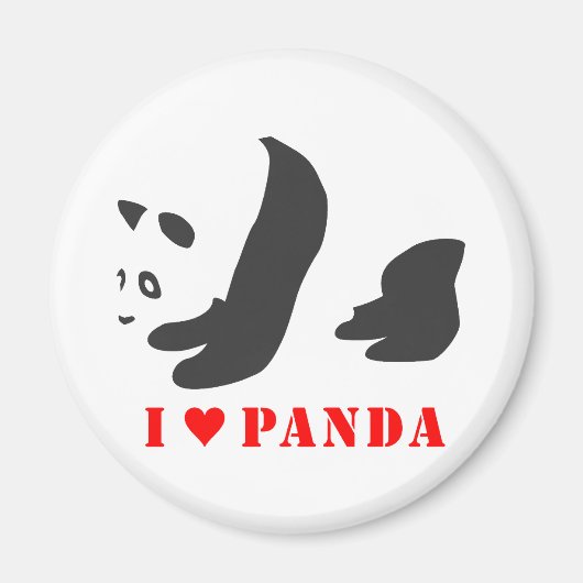 Ik hou van Panda (zwart) Magneet (Voorkant)