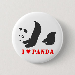 Ik hou van Panda (zwart) Ronde Button 5,7 Cm