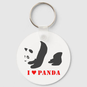 Ik hou van Panda (zwart) Sleutelhanger