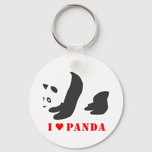 Ik hou van Panda (zwart) Sleutelhanger (Voorkant)