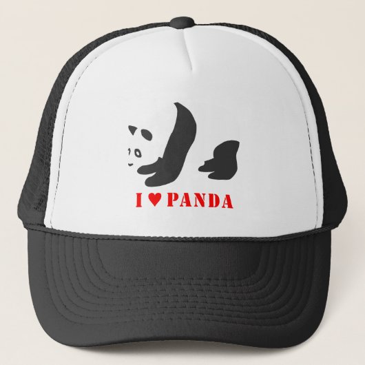 Ik hou van Panda (zwart) Trucker Pet (Voorkant)