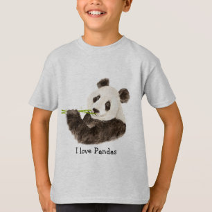 Ik hou van Pandas Asian Beer, Waterverf Animal T-shirt