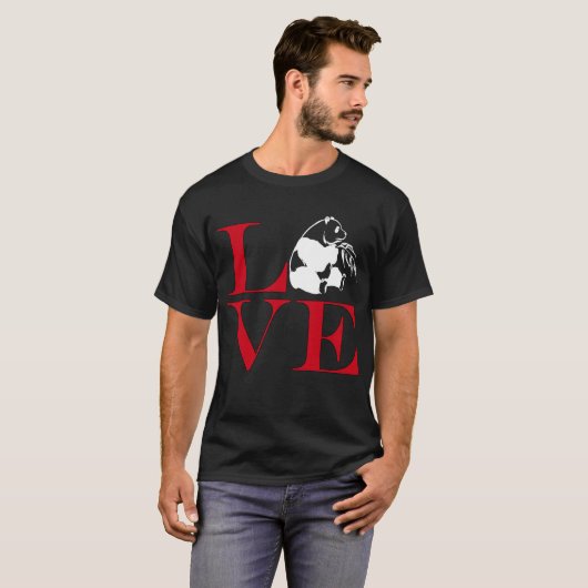 Ik hou van panda's - donkergekleurd T-shirt (Voorkant volledig)