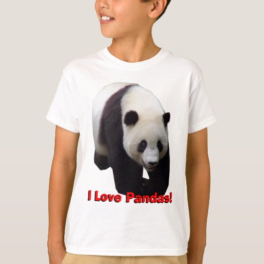 Ik hou van Pandas! Giant Panda Kinder Shirt (Voorkant)