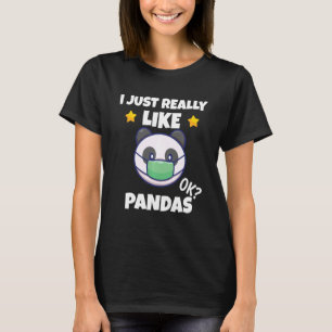 Ik hou van Pandas Panda die een Face Mas heeft. T-shirt
