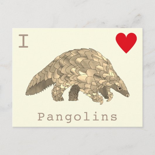 Ik hou van Pangolins zeldzame natuurslogan Briefkaart (Voorkant)