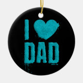 Ik hou van papa Blauwgroen Glitter Typografie | OR Keramisch Ornament (Voorkant)