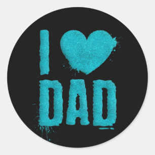 Ik hou van papa Blauwgroen Glitter Typografie   ST Ronde Sticker