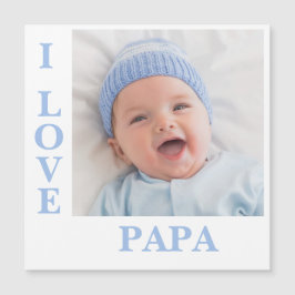 Ik hou van Papa Blue Typografie Foto Birth Magnet