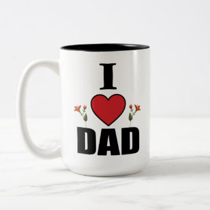 Ik hou van papa Hart en bloem thema Cadeau Vaderda Tweekleurige Koffiemok