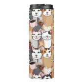 "Ik hou van papa" Kat & Koffie Naadloos Patroon - Thermosbeker (Achterkant)