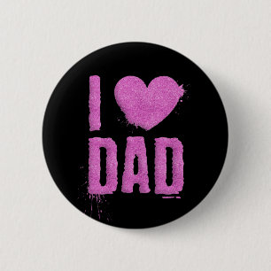 Ik hou van papa Roze Glitter Typografie Pin-Butt Ronde Button 5,7 Cm
