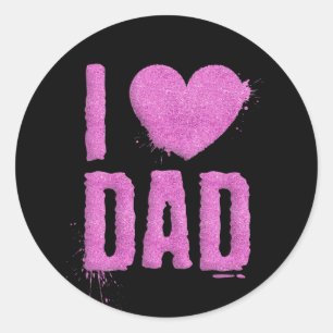 Ik hou van papa roze glitter typografie   STICKER