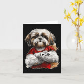 Ik hou van papa Tattoo Shih Tzu Pap Funny Fathers  Kaart (Gele Bloem)