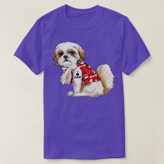 Ik hou van papa Tattoo Shih Tzu Pap Funny Fathers  T-shirt (Design voorkant)