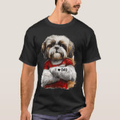 Ik hou van papa Tattoo Shih Tzu Pap Funny Fathers  T-shirt (Voorkant)